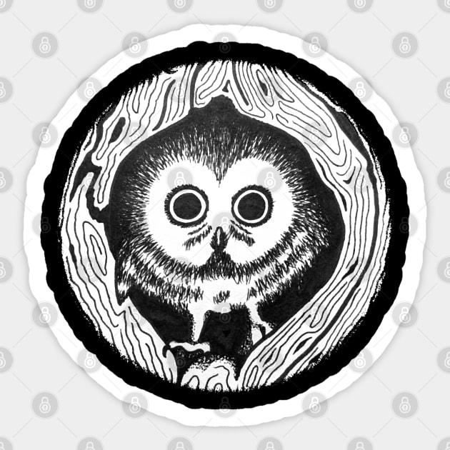 Owl in Tree Sticker by Pangolin in the Garden